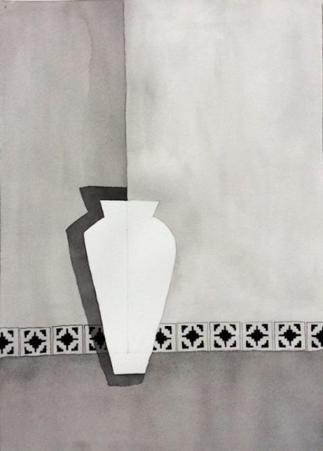 Hannah Vainstein, Urn, 2013, Watercolor on paper, 20 x 14 ⅛ in., Courtesy the Artist